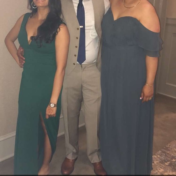 Off the shoulder chiffon dress PEWTER 14-16 - Picture 4 of 5